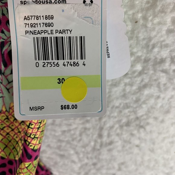 Speedo Swimsuit Womens 30 Pineapple Stretch Tie Back Endurance One Piece 8080 - Picture 2 of 6